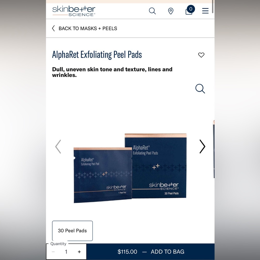 Alpharet exfoliating peel pads